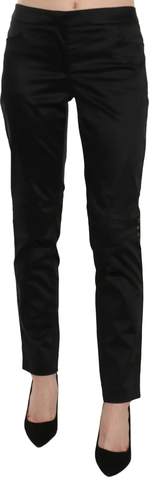 Black Mid Waist Skinny Dress Formal Trousers Pants