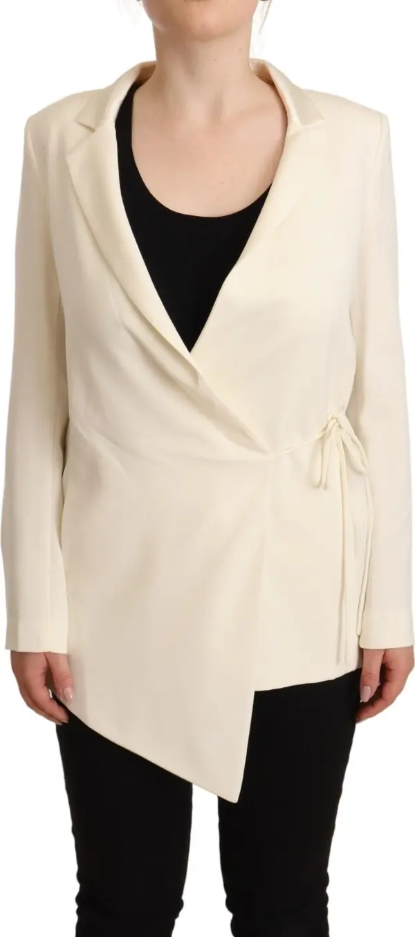 Wrap Off White Long Sleeves Viscose Blazer Jacket