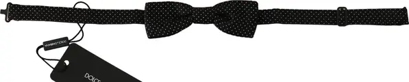Black Polka Dots Silk Adjustable Neck Papillon Men Bow Tie