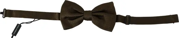 Brown Polka Dots Silk Adjustable Neck Papillon Men Bow Tie