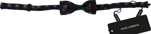 Blue Flags 100% Silk Adjustable Neck Papillon Men Bow Tie