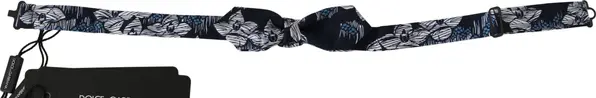 Navy Blue Floral Slim Adjustable Neck Papillon Men Bow Tie