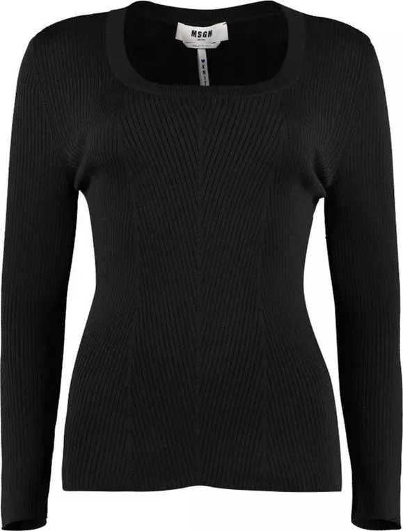Black Cotton Wool Polyamide Sweatshirt