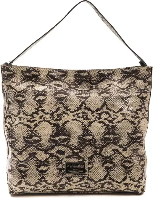 Gray Leather Women Shoulder Bag