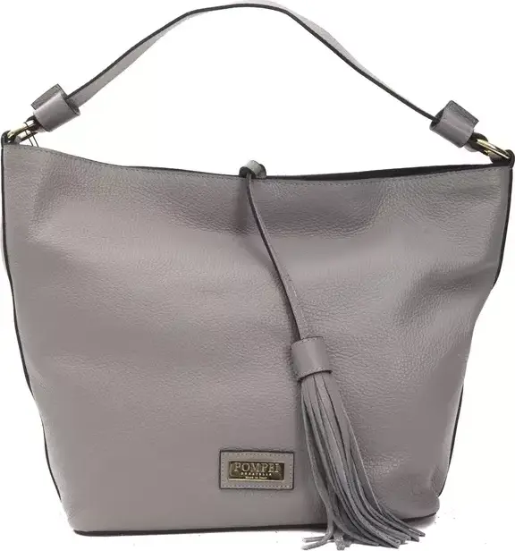 Gray Leather Women Shoulder Bag