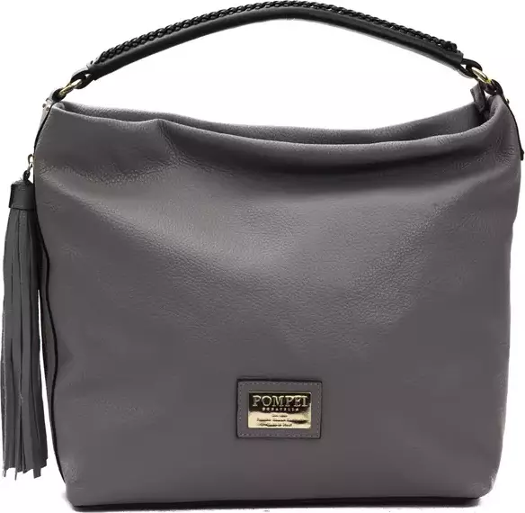 Gray Leather Women Shoulder Bag