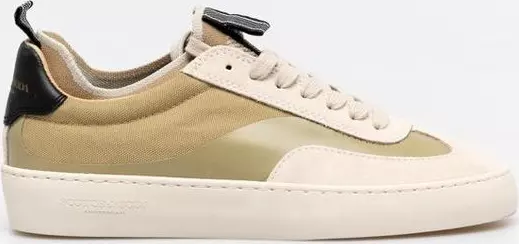 Beige Leather Low Top Sneakers