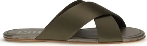 Brown Silk Flat Sandals