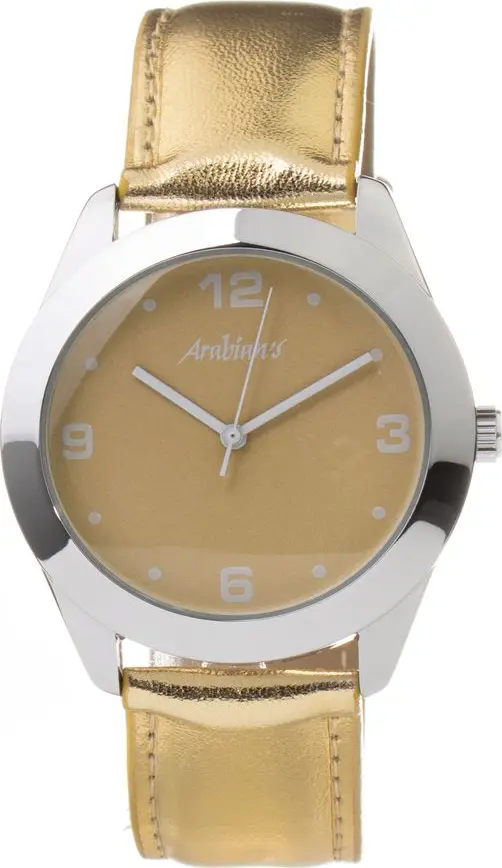 Gold Leather Dress Watch