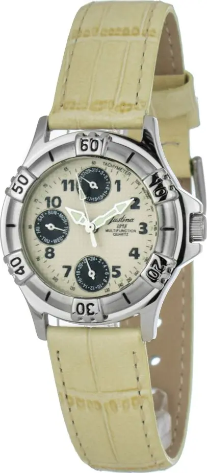Beige Leather Dress Watch