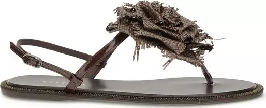 Brown Calf Leather Bos Taurus Flat Sandals