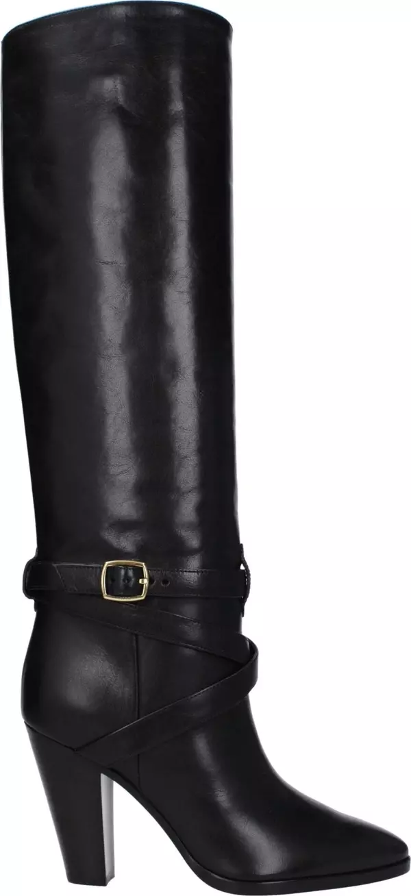 Black Leather High Heel Boots