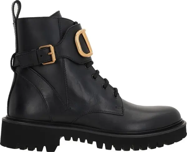 Black Calfskin Lace-Up Boots