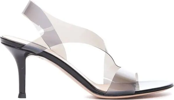 Black Rubber Stiletto Heel Sandals