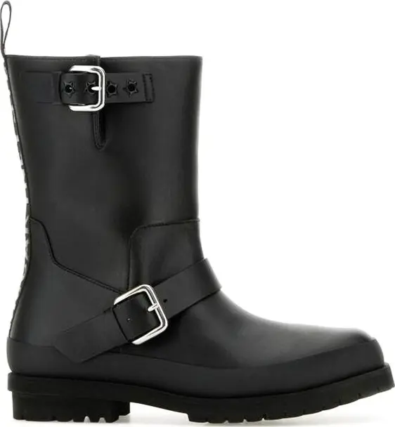 Black Polyester Ankle Boots