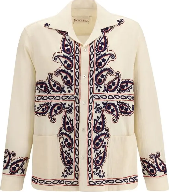 Beige Silk Pattern Shirt