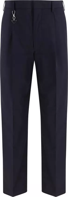 Blue Cotton Casual Pants
