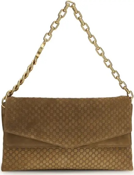 Brown Suede Leather Handbag