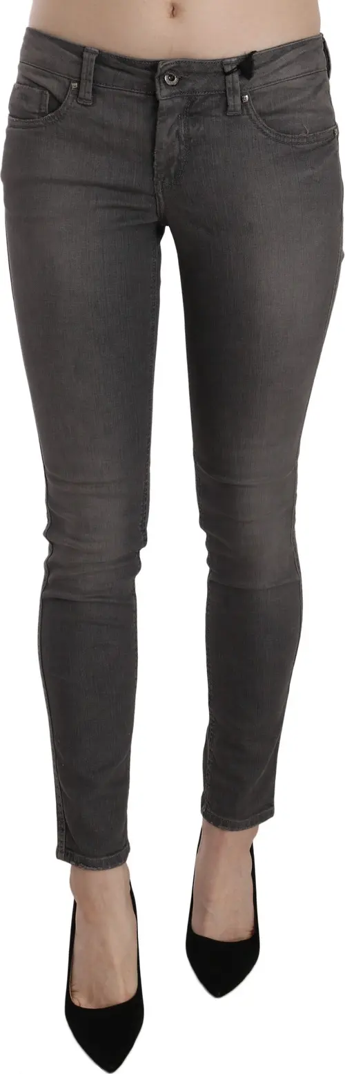Gray Washed Low Waist Skinny Jeans