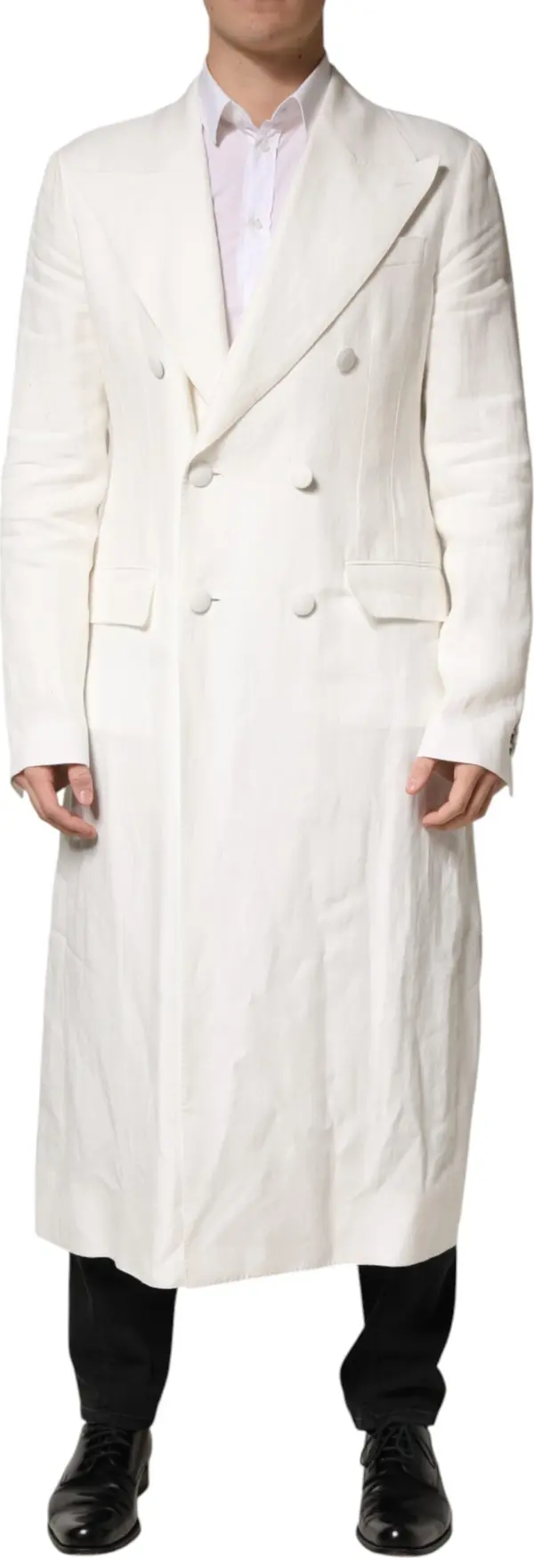 White Double Breasted Men Trench Coat Jacket