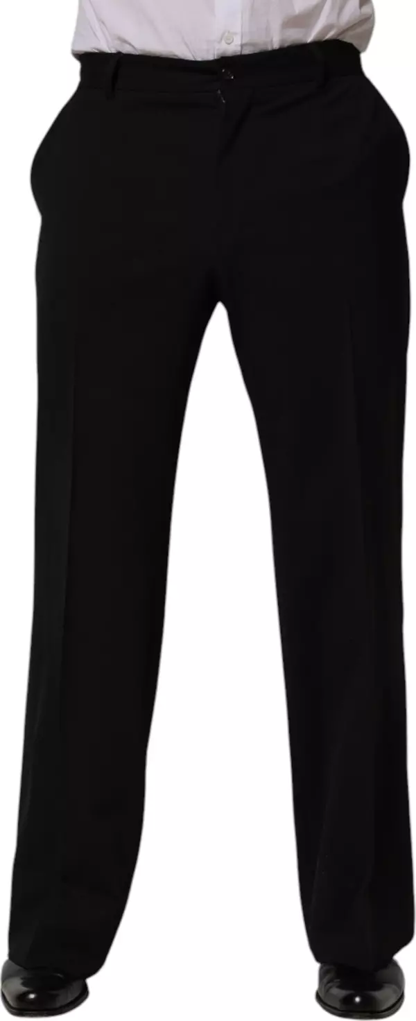 Black Wool Straight Men Dress Trouser Pants
