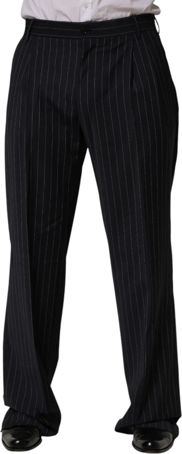 Black Stripe Straight Men Dress Trouser Pants