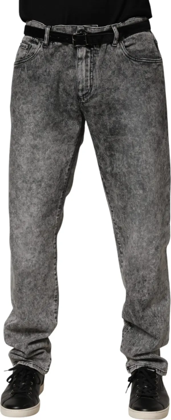 Gray Cotton Straight Leg Denim Trouser Jeans