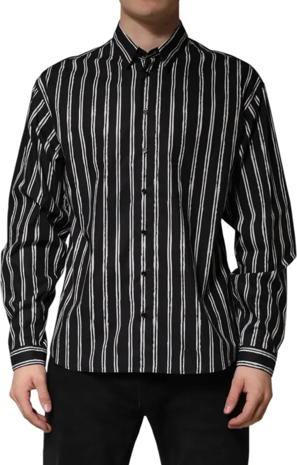 Black Stripes Cotton Men Formal Dress Shirt