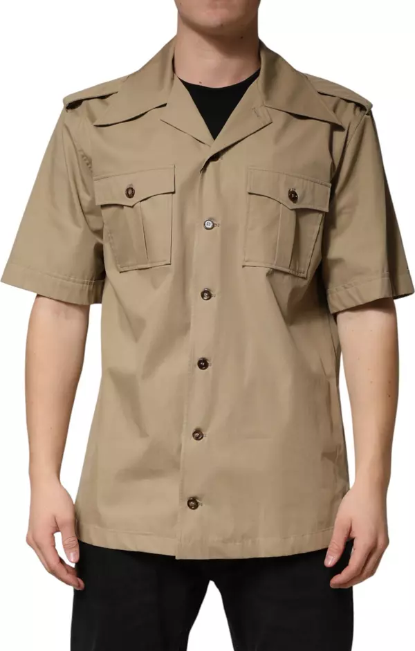 Brown Pin Up Short Sleeves Men Casual Shirt
