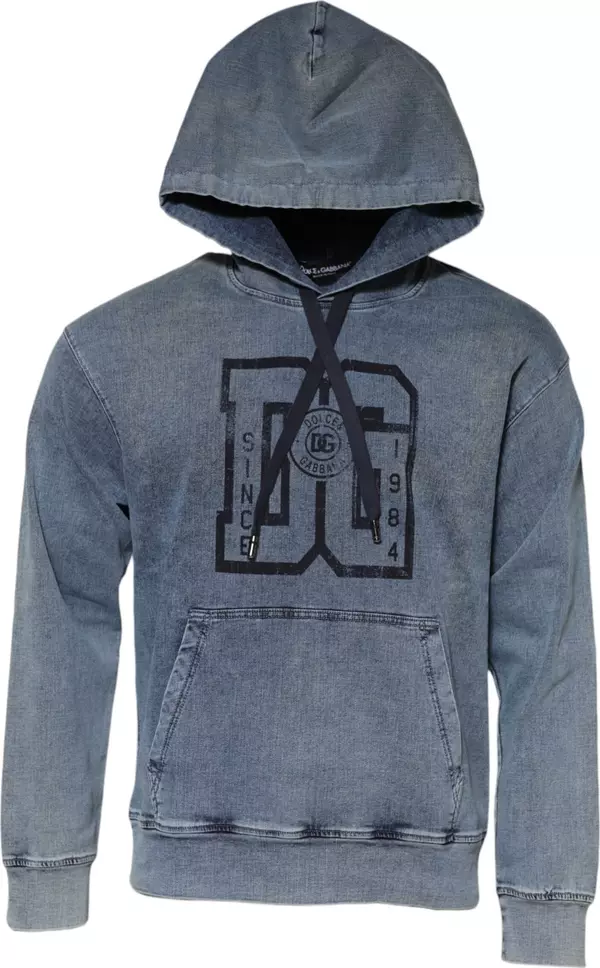 Blue Cotton Logo Hooded Sweatshirt  Sweater