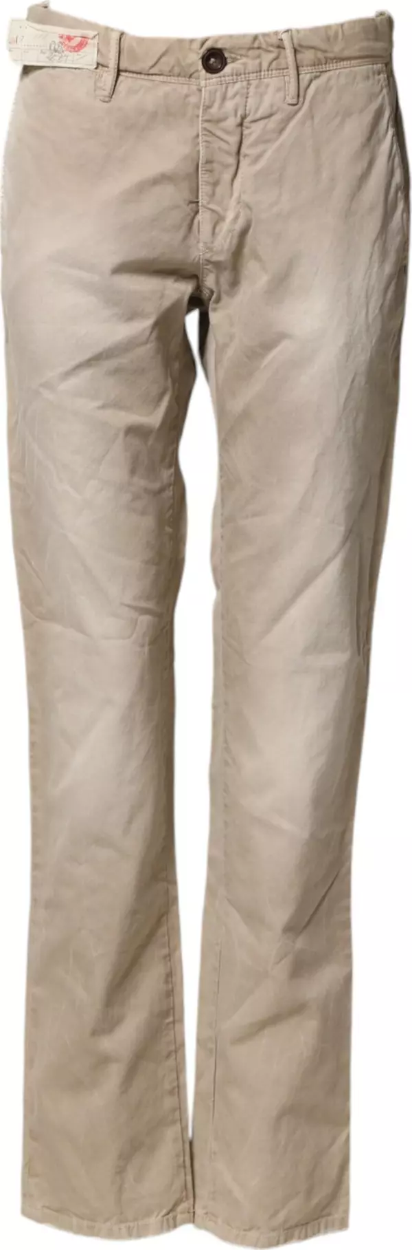 Beige Mid Waist Straight Women Casual Chino Trouser Pants