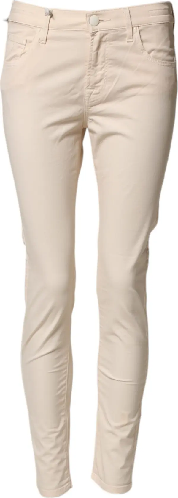 Beige Mid Waist Skinny Fit Denim Trouser Jeans