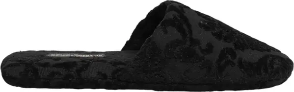 Black Logo Embroidered Slippers Flats Shoes