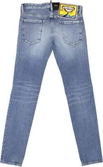 Blue Cotton Straight-Leg Jeans