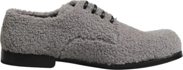 Gray Fleece Lace Up Men Derby Dress Shoes