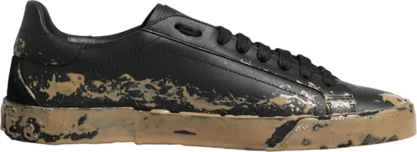 Black Portofino Mud Effect Low Top Sneakers Shoes