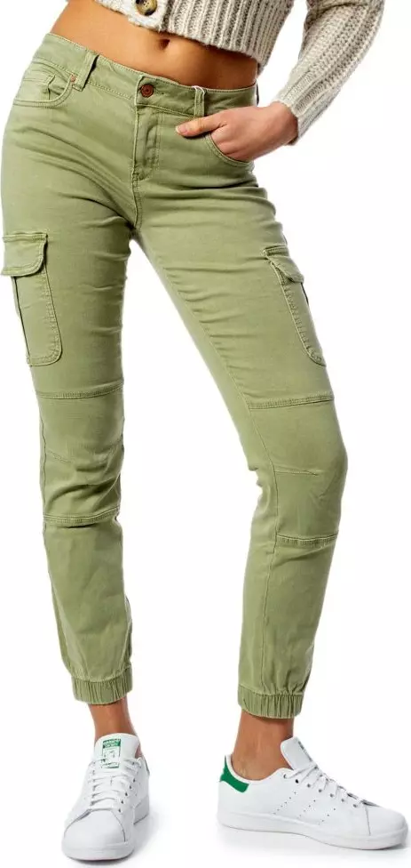 Bicolor Cotton Cargo Pants