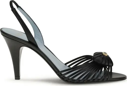 Black Goatskin Stiletto Heel Sandals