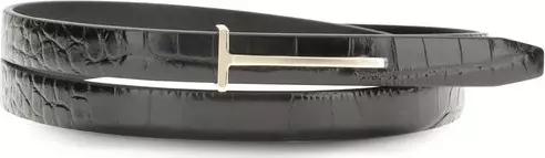 Black Leather Thin Belt