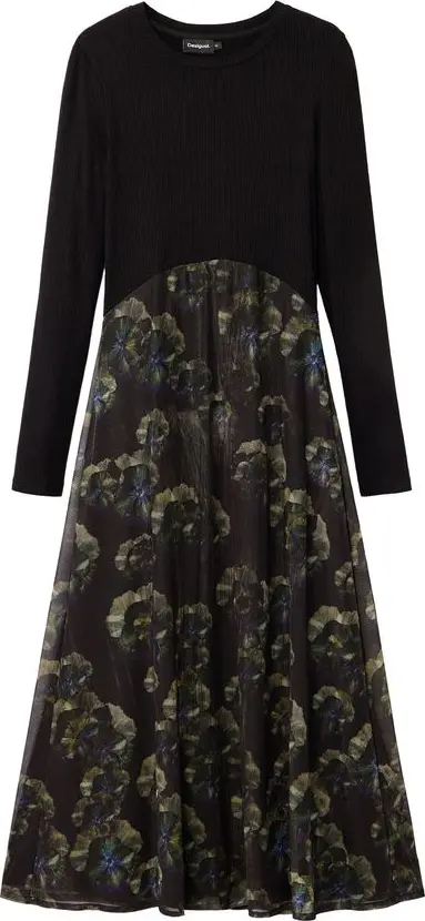 Black Polyester Casual Dress