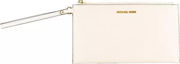 Beige Leather Clutch Bag