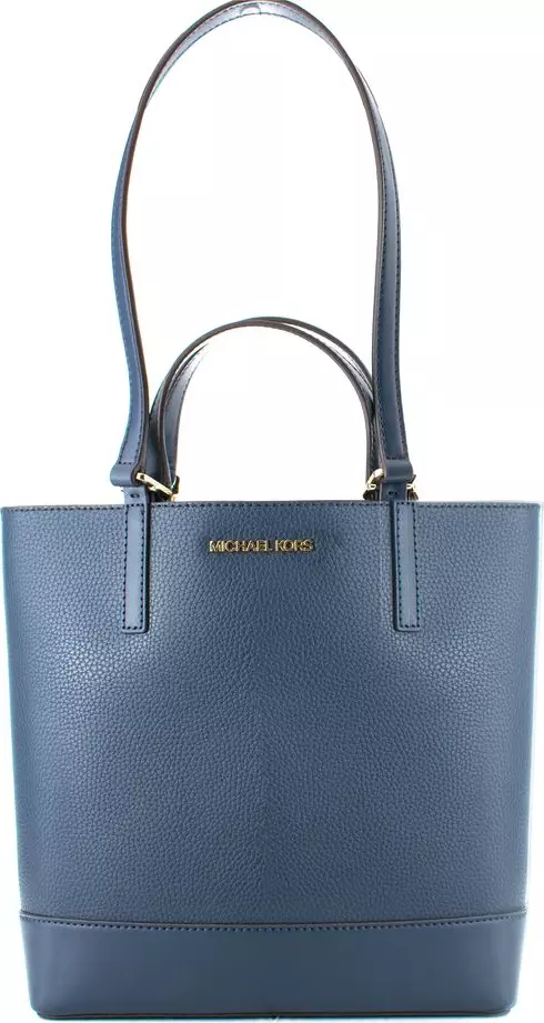Blue Leather Tote Bag