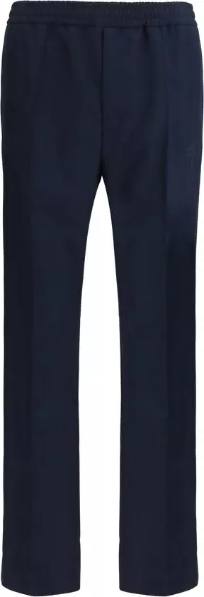 Blue Polyester Casual Pants