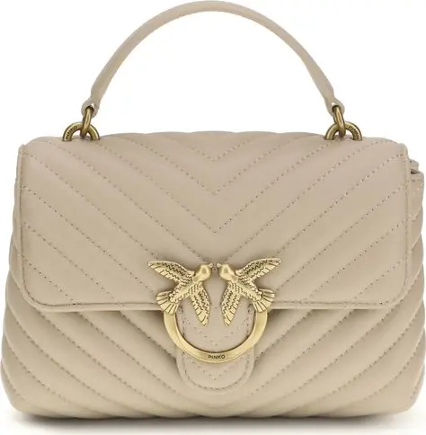 Beige Calf Leather Bos Taurus Handbag
