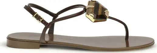 Brown Stainless Steel Flat Sandals