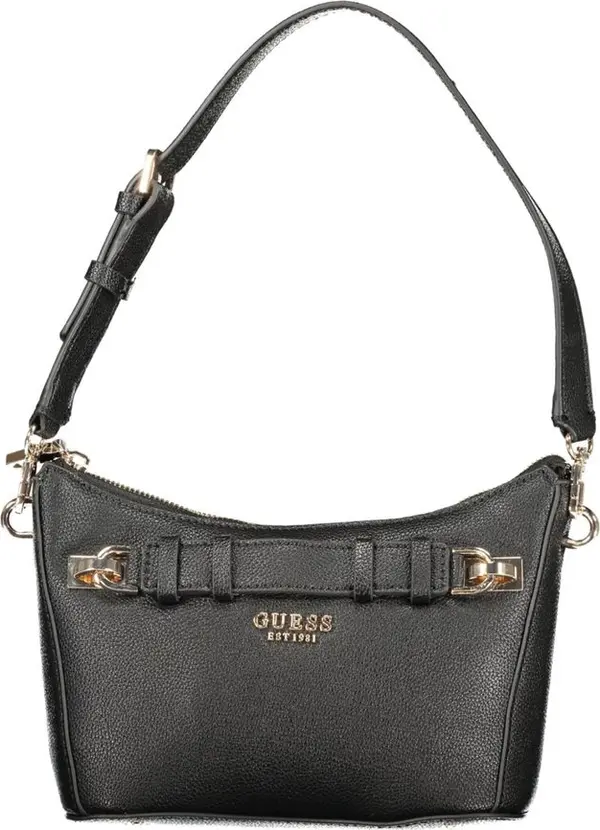 Black Polyurethane Women Handbag