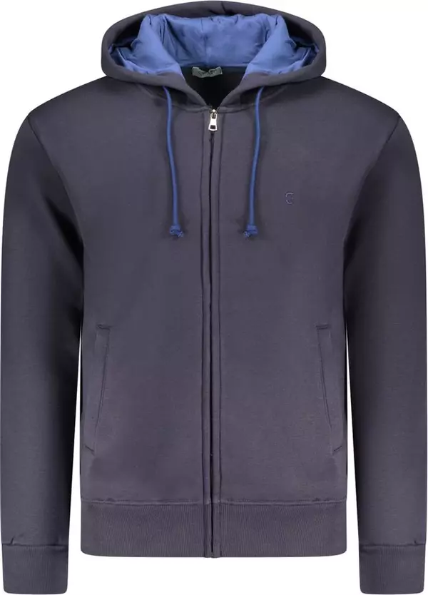 Blue Cotton Men's Hooded Sweatshirt