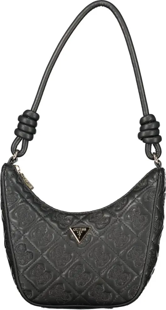 Black Polyurethane Women Handbag