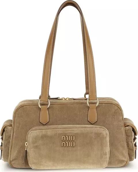 Beige Cotton Shoulder Bag