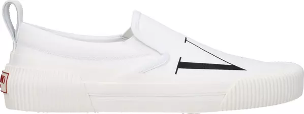White Fabric Slip-On Loafers